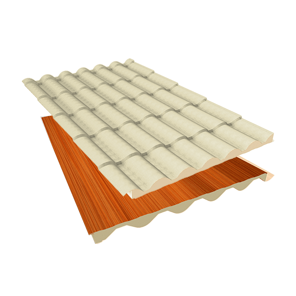 TIsotelha Colonial Térmica Sanduíche Marfim com Forro Madeira Escura – Núcleo em PIR 40mm